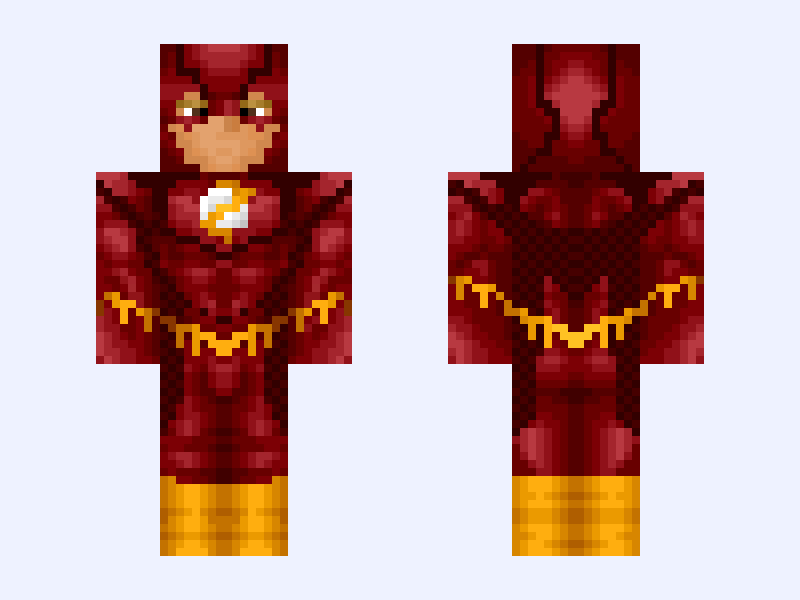Flash | Barry Allen Minecraft skin, classic model, front and back view