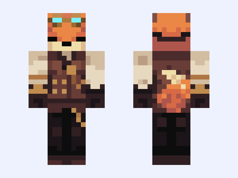 Fox – Black and Orange Minecraft skin, classic model, front and back view
