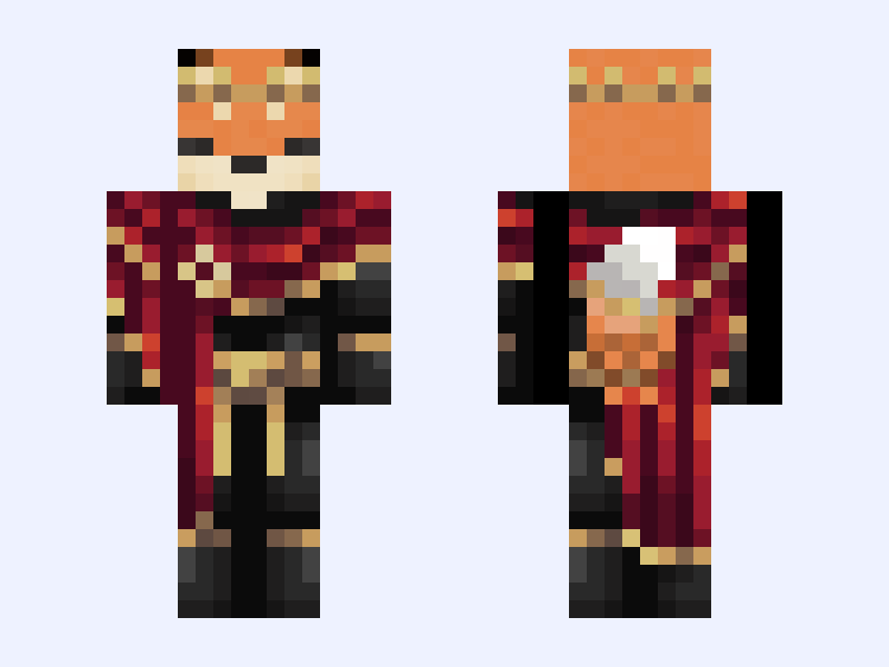 Fox #1C45 Minecraft skin, classic model, front and back view