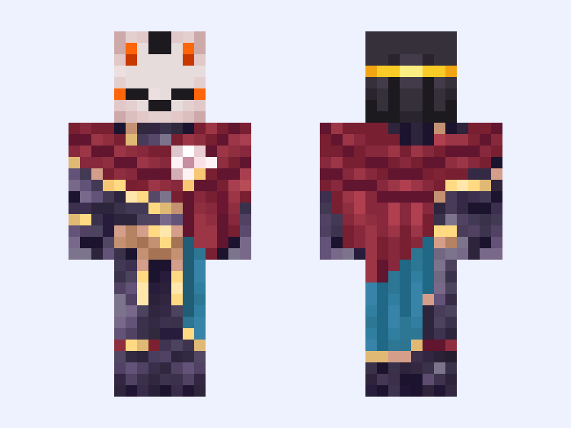 Fox Minecraft skin, classic model, front and back view
