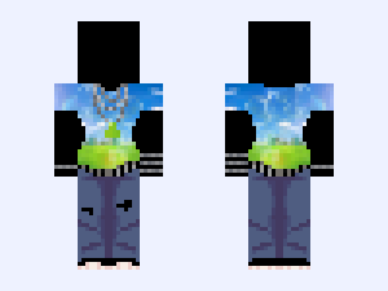 𝖥𝗋𝗎𝗍𝗂𝗀𝖾𝗋 𝖺𝖾𝗋𝗈 💧 frutiger aero chains jeans headphones belt 2000x Minecraft skin, slim model, front and back view