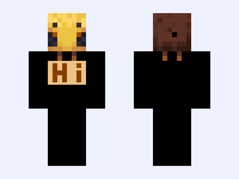 Get this bee viral Minecraft skin, classic model, front and back view