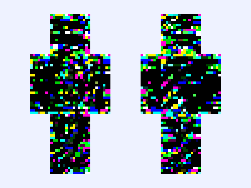 glitched skin Minecraft skin, classic model, front and back view