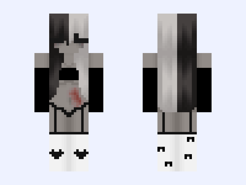 Gray and Pink #837A Minecraft skin, slim model, front and back view