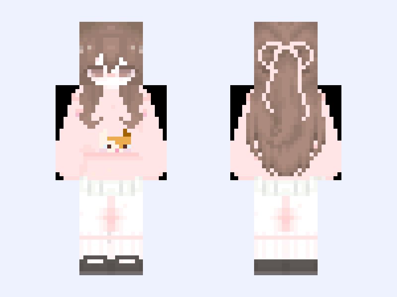 Gray and White Minecraft skin, slim model, front and back view