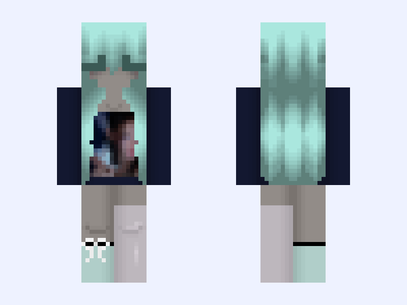 Gray and White #CF16 Minecraft skin, slim model, front and back view