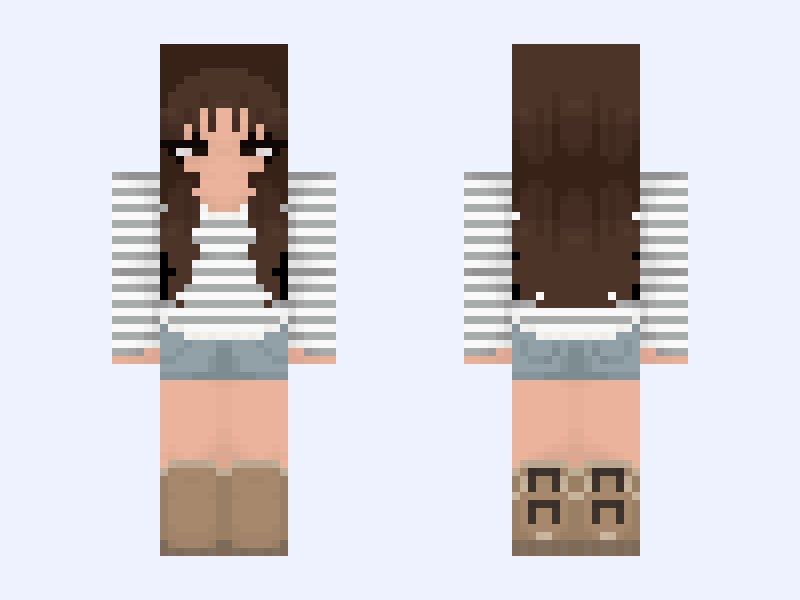𓆩. ♥︎ .𓆪 – Gray and White Minecraft skin, slim model, front and back view