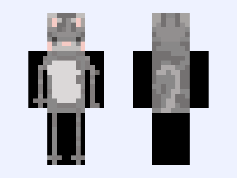 Gray Minecraft skin, classic model, front and back view
