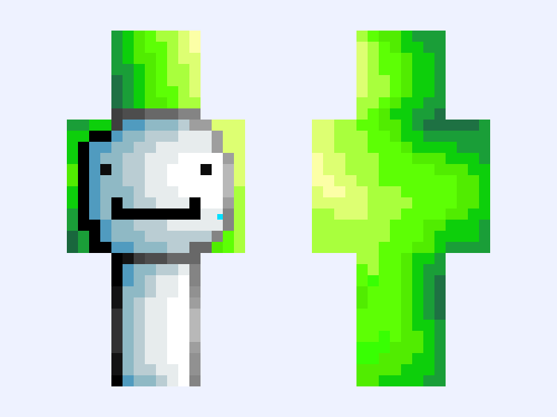 Green and Yellow Minecraft skin, classic model, front and back view