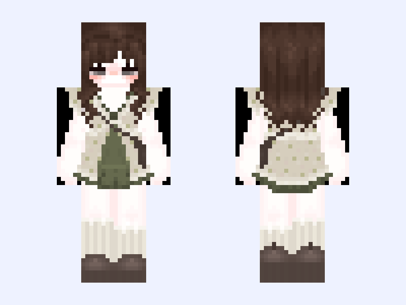 green Minecraft skin, slim model, front and back view