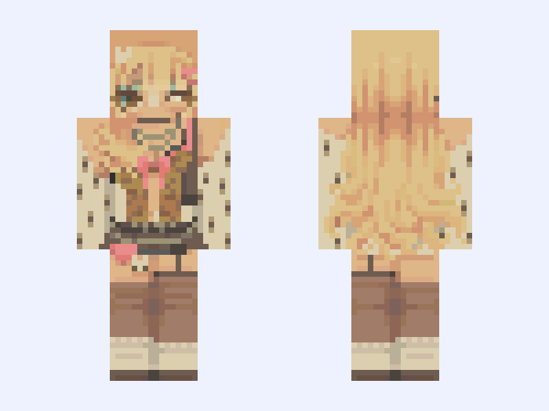 Gyaru Baby 🌸 『 128x 』 Minecraft skin, slim model, front and back view