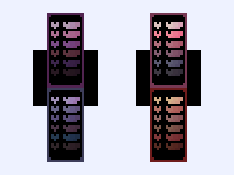 Just a color palette i cooked up Minecraft skin, slim model, front and back view