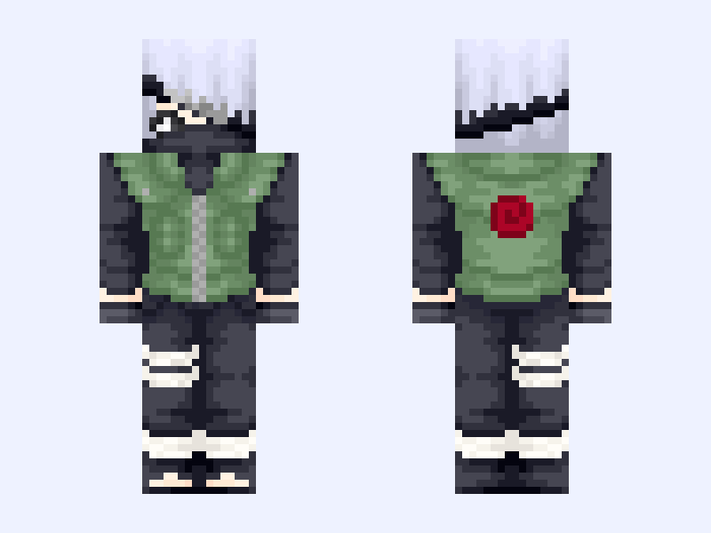 KAKASHI HATAKE Minecraft skin, slim model, front and back view