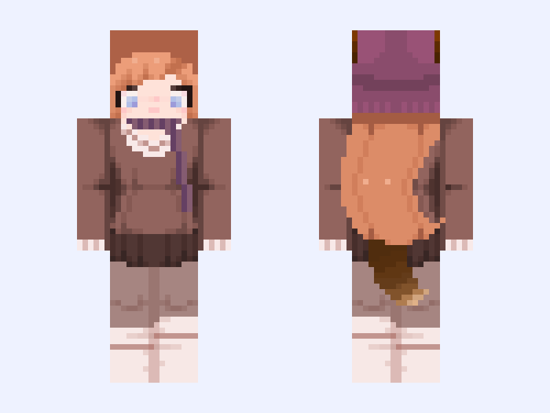 ✩°˖🍂⋆｡˚kitsune neko Minecraft skin, slim model, front and back view