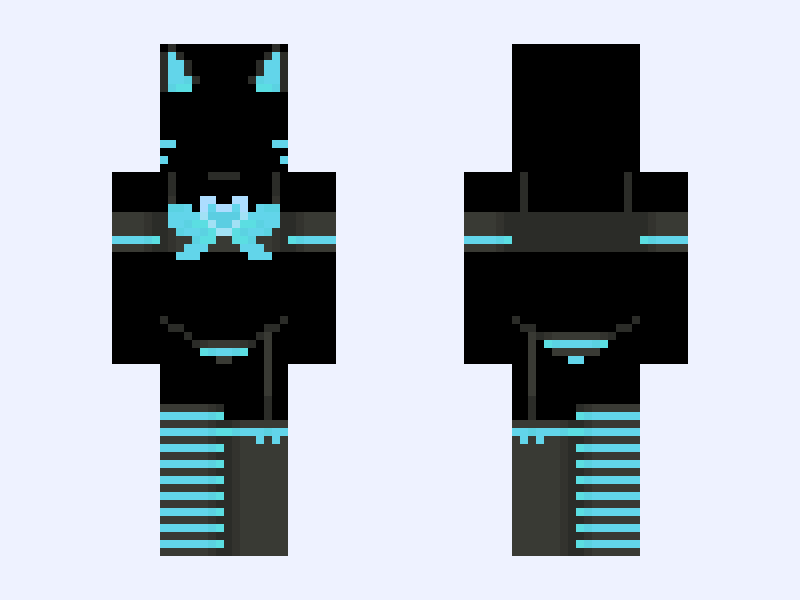 KITTY Blue Version Minecraft skin, slim model, front and back view