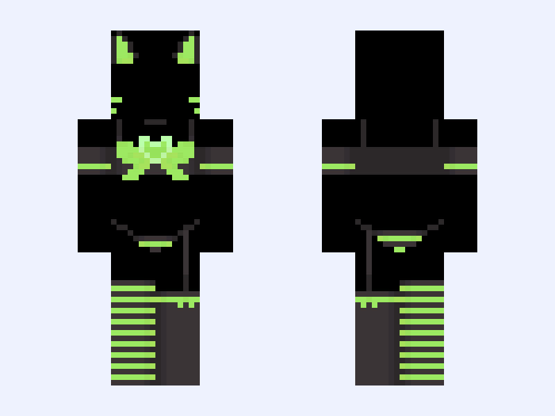 KITTY Green Version Minecraft skin, slim model, front and back view
