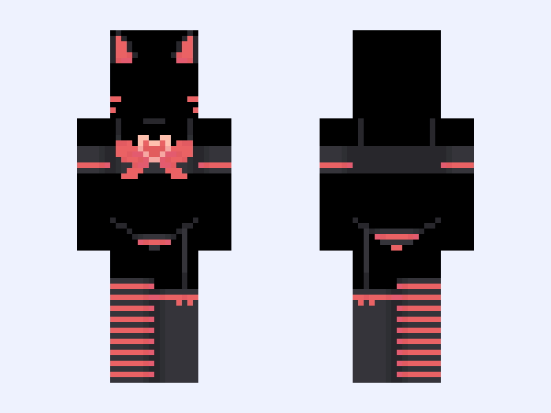 KITTY Red Version Minecraft skin, slim model, front and back view
