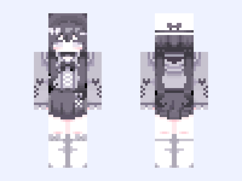 Kuromi themed skin with shoulders Minecraft skin, slim model, front and back view