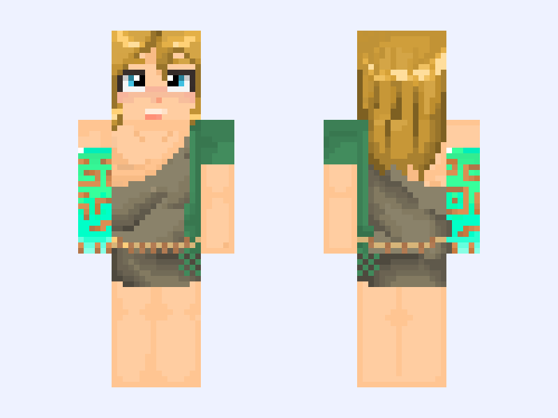 link 🩱💪(archaic tunic) Minecraft skin, slim model, front and back view
