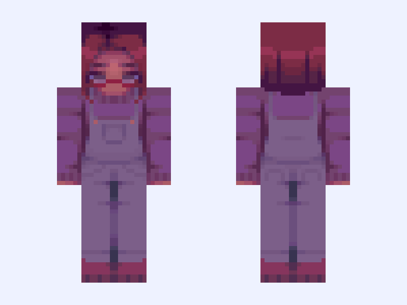 𝑀𝒶𝓇𝓊 maru stardew valley game overalls Minecraft skin, slim model, front and back view
