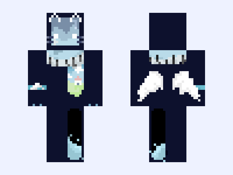 眠眠雨意 Minecraft skin, classic model, front and back view