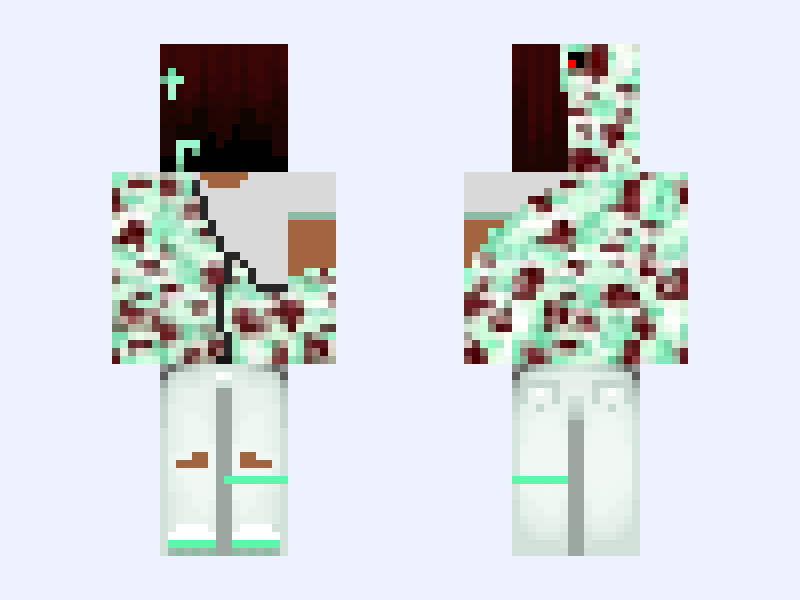 Mint Bape 🧼 Minecraft skin, slim model, front and back view