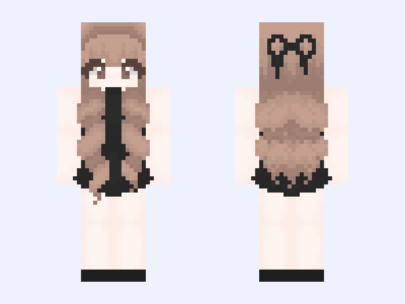 Mira in a cute black dress 🩷girl | pale | party | short, black dress, | skinny | cute | aesthetic Minecraft skin, slim model, front and back view