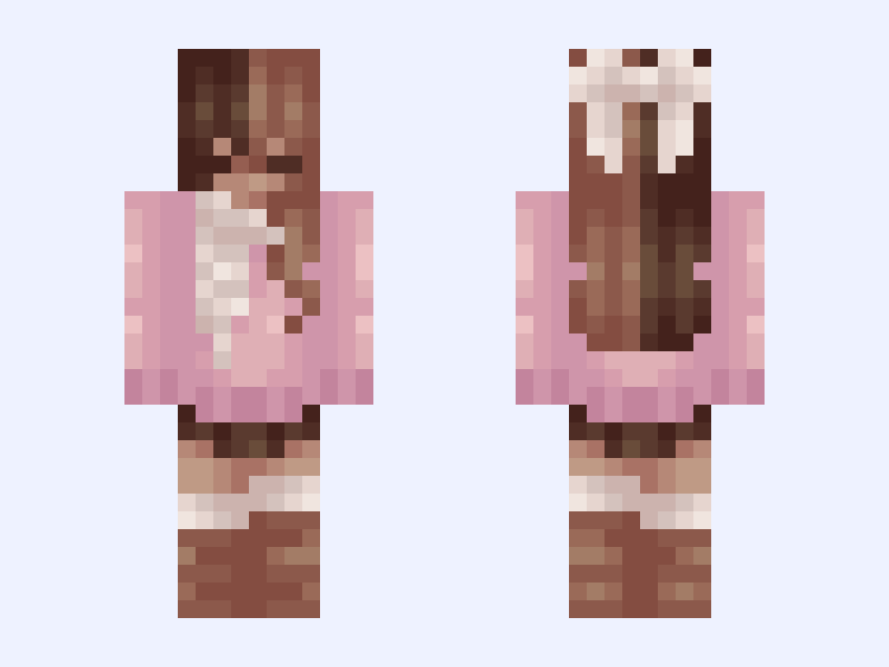 …✧･ﾟ:*Neapolitan✧･ﾟ:* cute, scarf, cozy, winter, aesthetic, femboy, split dye Minecraft skin, slim model, front and back view