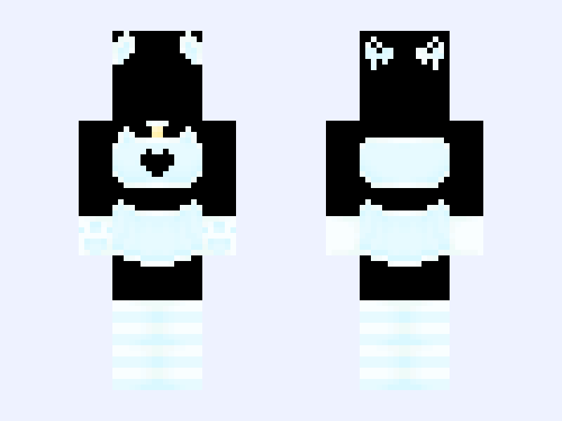 ♡ Neko Girl Base ♡ Blue Version Minecraft skin, slim model, front and back view
