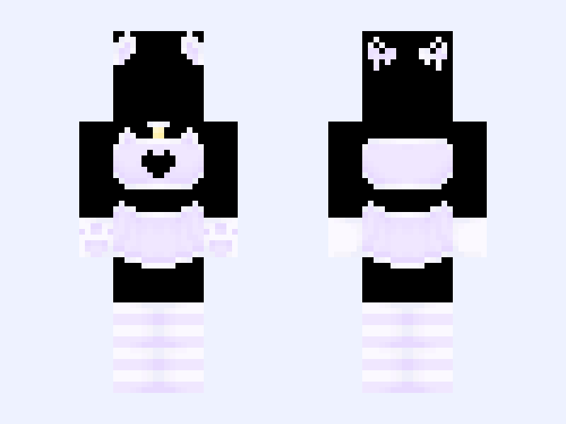 ♡ Neko Girl Base ♡ Purple Version Minecraft skin, slim model, front and back view