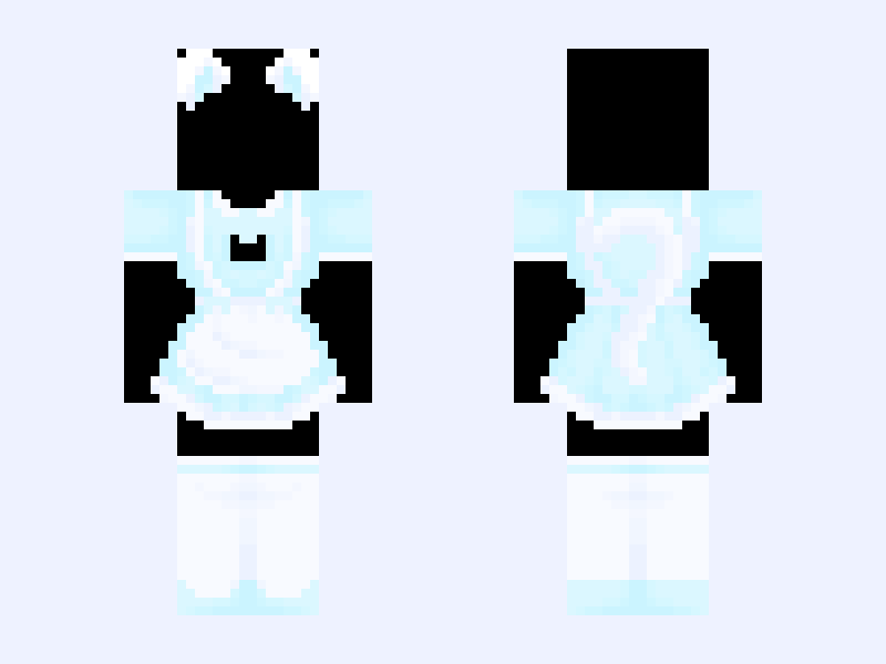 ✧Neko Maid✧ Blue Version Minecraft skin, slim model, front and back view