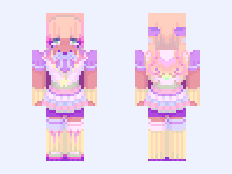 (No extra accessories) 🌈Colorful🌈 Minecraft skin, slim model, front and back view