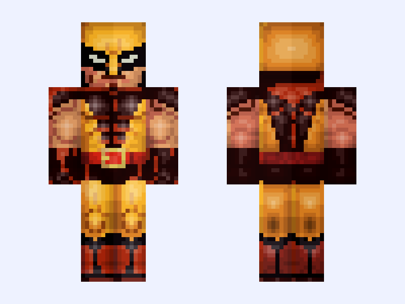 (No X Belt) Classic Wolverine: X-Men '97 (Season 2: James 'Logan' Howlett: Marvel Animation: 2026) Minecraft skin, classic model, front and back view