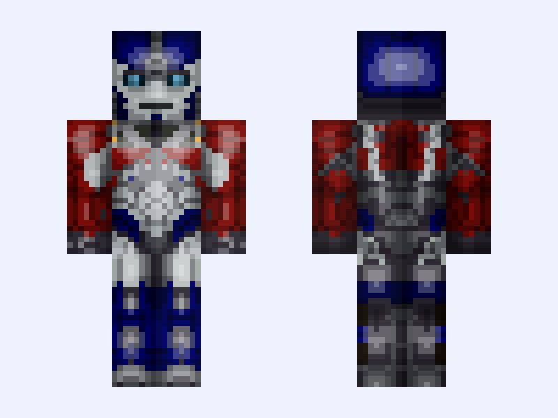 Optimus Prime: Transformers: Prime (Season 1: Orion Pax: Transformers Uniend: 2010) Minecraft skin, classic model, front and back view
