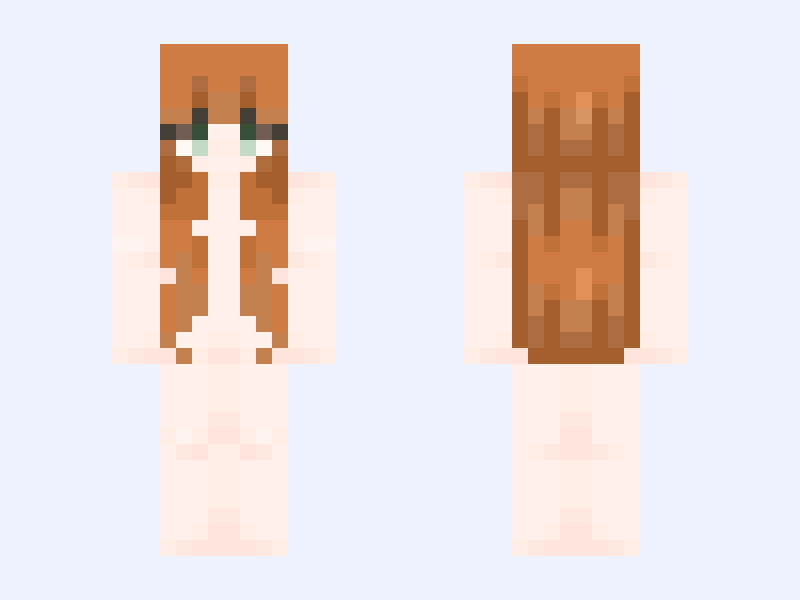 .~♡orange hair bace♡~. Minecraft skin, slim model, front and back view