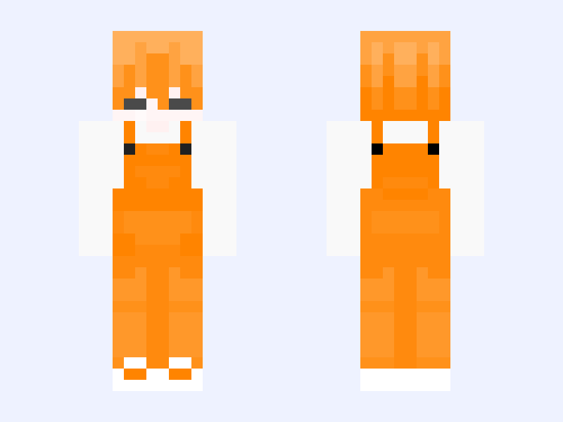 Orange Minecraft skin, slim model, front and back view