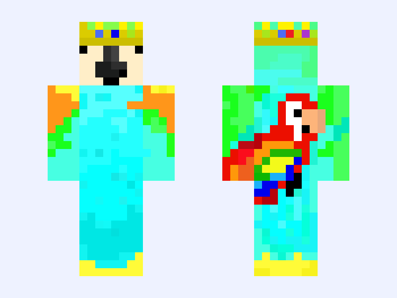 ParrotX2 Minecraft skin, classic model, front and back view