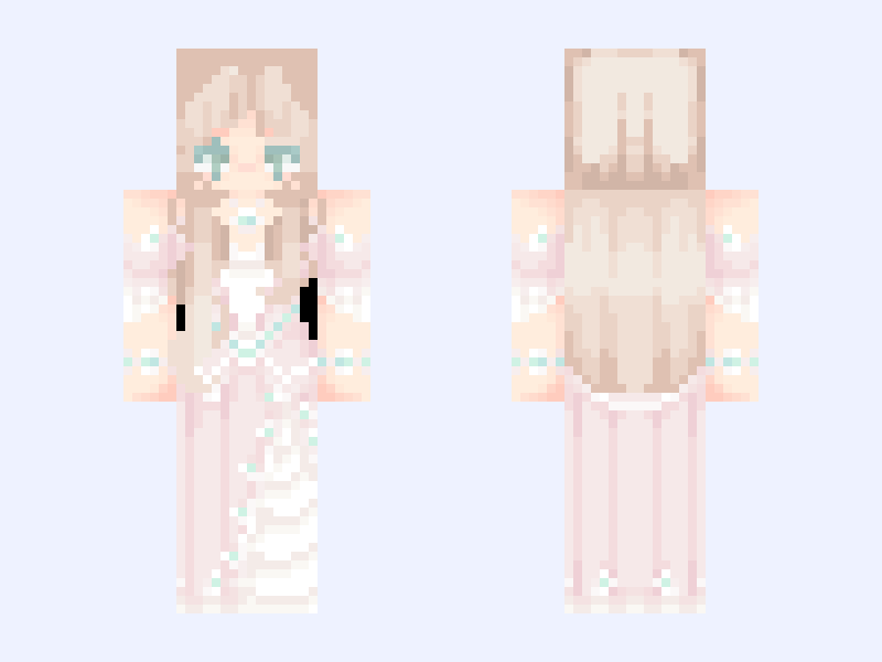 pink princess Minecraft skin, slim model, front and back view