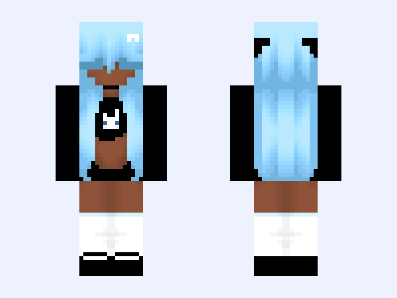 poc edit :: ʙᴜɴɴʏ ʙᴜɴ blue hair girl pretty dress cute Minecraft skin, slim model, front and back view