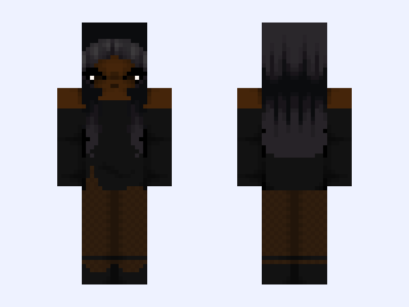 poc edit :: gothic mini dress Minecraft skin, slim model, front and back view