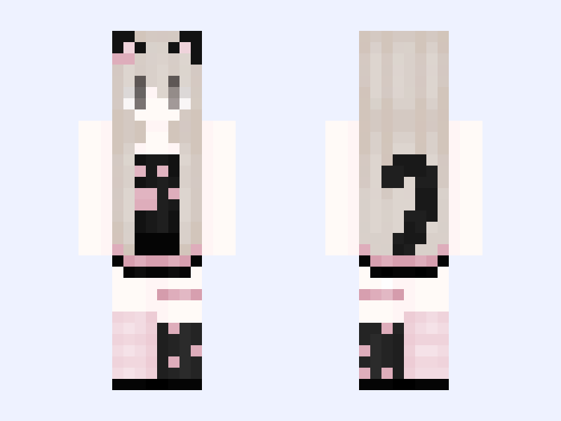 polka dot cat girl |105| Minecraft skin, slim model, front and back view