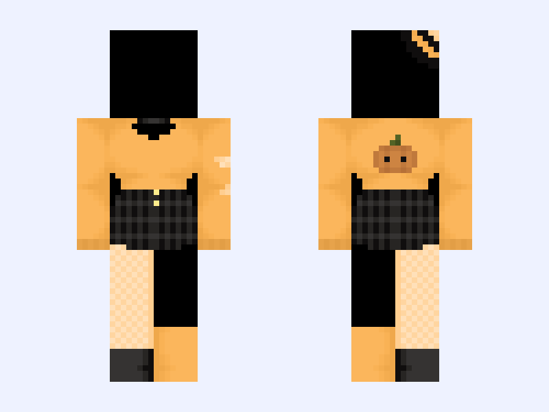 ᰔ 𝓟𝓾𝓶𝓹𝓴𝓲𝓷 ᰔ Minecraft skin, slim model, front and back view