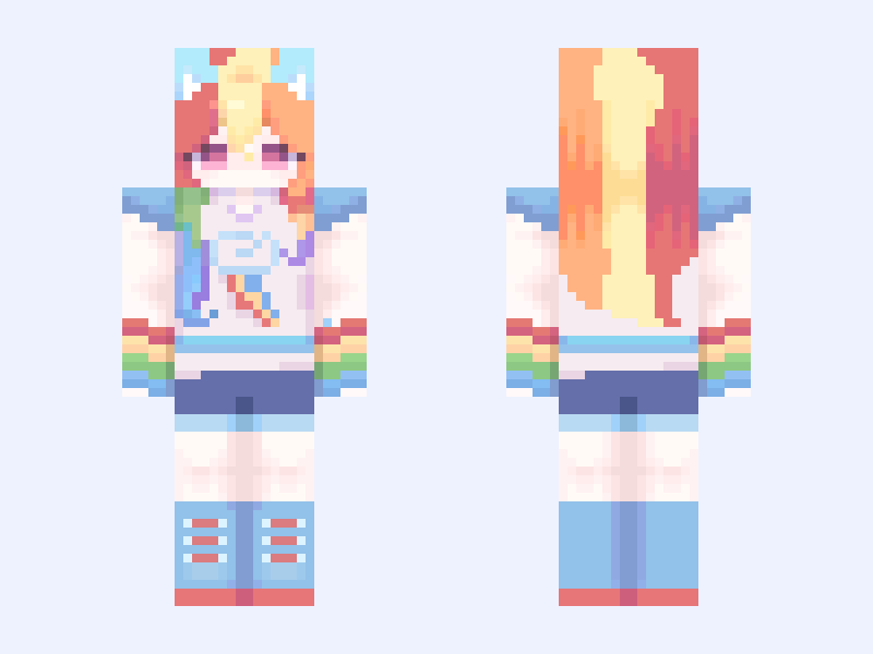 rainbow dash / mlp / my little pony Minecraft skin, slim model, front and back view