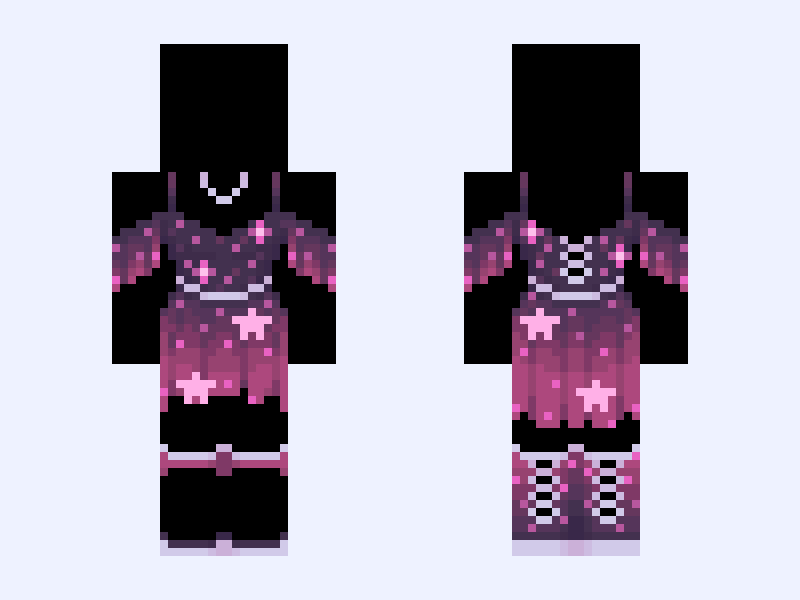 (Recolored V1) Base remake-> “🌟 Star dress base 🌟” Minecraft skin, slim model, front and back view