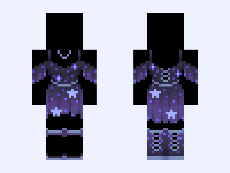(Recolored V2) Base remake-> “🌟 Star dress base 🌟” Minecraft skin, slim model, front and back view