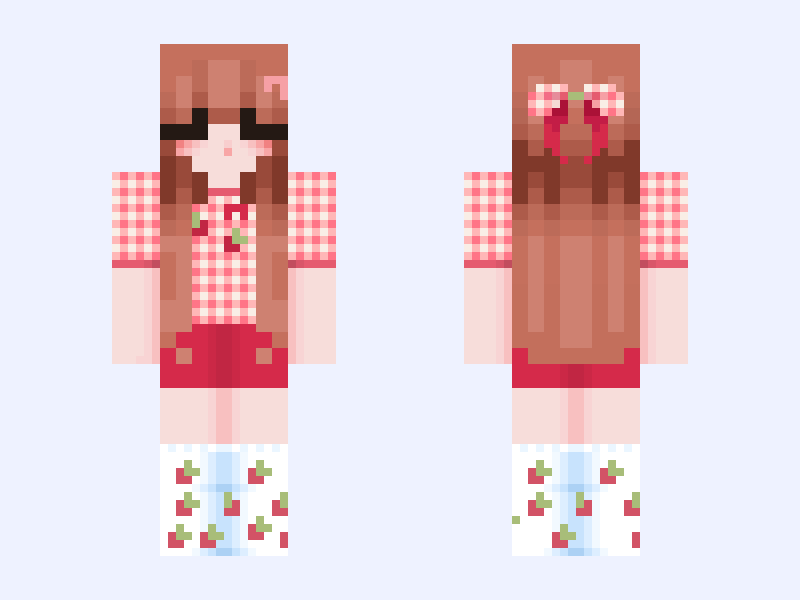 Red and White Minecraft skin, slim model, front and back view