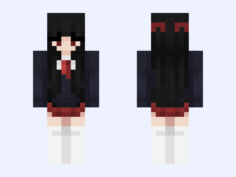 red school Minecraft skin, slim model, front and back view