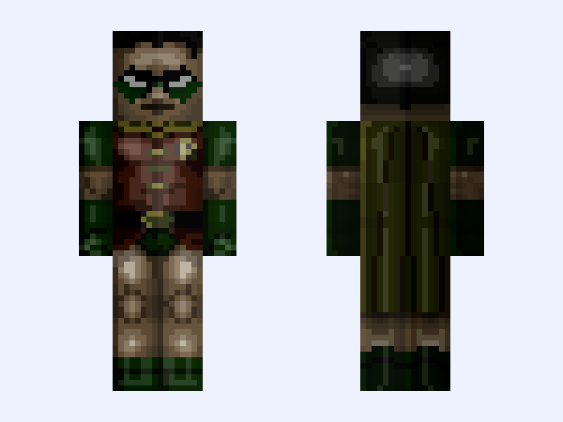 Robin: Batman: Knightfall Part 1: Knightfall (Jason Todd: DC Animation: 2026) Minecraft skin, slim model, front and back view