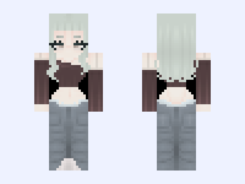 skeletal Minecraft skin, slim model, front and back view