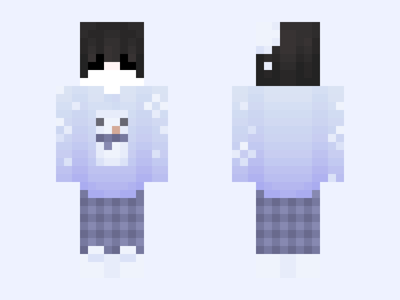 snowman Emo! Minecraft skin, slim model, front and back view